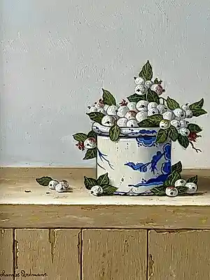 Johannes Eerdmans - Stilleven met oosters potje met sneeuwbessen kopen? Bied vanaf 395!