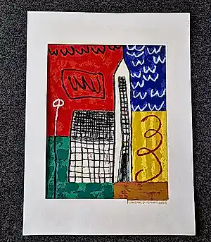 Harrie Gerritz - Grote expressionist kleuren zeefdruk "kerk in landschap" potloodgesigneerd kaufen? Bieten Sie von 48!