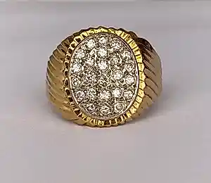 AcheterMens vintage diamanten Zegelring van 18-karaats goud? Enchérissez de 1200!