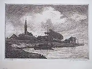 Buy Johannes Graadt van Roggen - Kampveerse toren te Veere - Ets? Bid from 100!