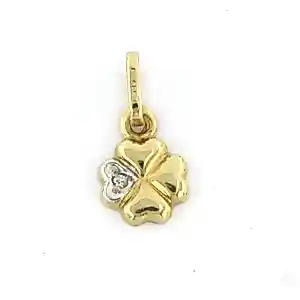 14k gouden hanger in een vorm van klavertje vier met 8 kant geslepen diamant kaufen? Bieten Sie von 75!