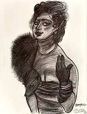 Corneille - houtskool tekening - La Dame à l'hermine, Margherita (1991) kopen? Bied vanaf 3500!
