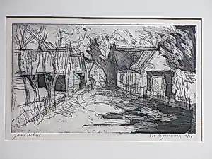 Buy Jan Sierhuis - Dorpsstraat met personen - Ets? Bid from 44!