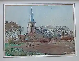 Buy Arnoud Paashuis - OUDE SINT NIKOLAASKERK HELVOIRT / ORIGINEEL WERK / 39x48cm / KADER / SIG? Bid from 45!