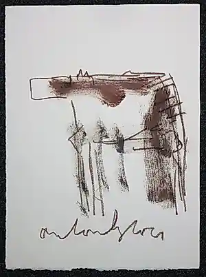 Buy Anton Heyboer - Tekening (Krijt, verf), Koe? Bid from 150!
