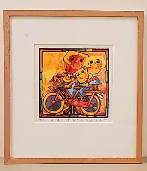 Buy Ad Verstijnen - Vier figuren zittend op één fiets? Bid from 60!