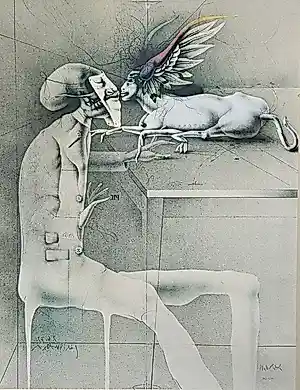 Paul Wunderlich - Selbst als Maske und Anton mit Maus kaufen? Bieten Sie von 320!