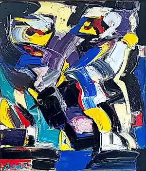 Buy Bart de Graaf - Blauwe Hel - Olie op doek - Gesigneerd - 80x70 cm? Bid from 180!
