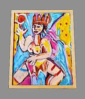 Christine Spierings - Expressionistisch (en dik in de verf) geschilderd "vrouwelijk naakt" in lijst kopen? Bied vanaf 74!