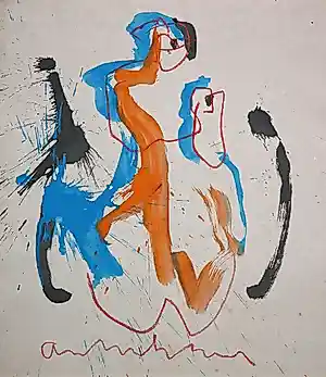 Buy Anton Heyboer - Gemengde techniek (acryl, oost-indische inkt en krijt) Twee figuren? Bid from 150!