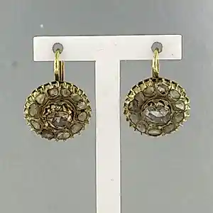 14k geel gouden oorhangers bezet roos geslepen diamant tot. 0,60ct – G/H - SI kaufen? Bieten Sie von 660!