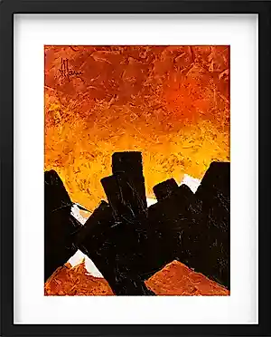 Jean-Jacques Marie - Abstraction orange et noire - Encadrée kaufen? Bieten Sie von 90!