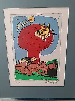 AcheterCorneille - Ets en Aquatint, Naakt met kat en vogel? Enchérissez de 225!