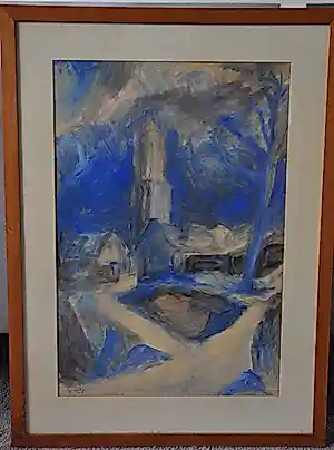 Jan Montyn - Dorpsgezicht met kerktoren kopen? Bied vanaf 200!