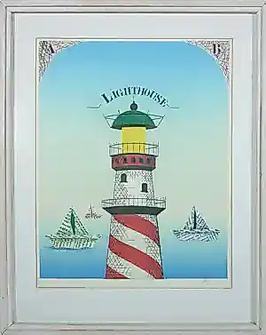 Helmut Böhm - Ets, Lighthouse - Ingelijst kopen? Bied vanaf 40!