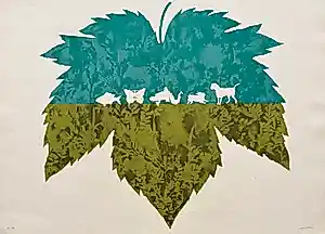 AcheterMilvia Maglione - handgesigneerde kleurenlitho | 'La Feuille' | 1975 (PRENT 190)? Enchérissez de 50!