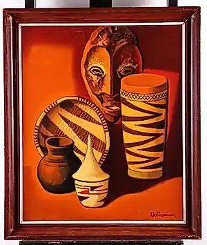 Albert Delbrassine - Olieverfschilderij - Afrikaanse voorwerpen kopen? Bied vanaf 125!