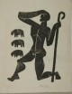 Knut Schnurer - -HIRTE-, Linolschnitt, handsigniert, 1953 verkocht voor € 49!