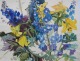 Gi Neuert - - Rittersporn und Lilien - 1978, Aquarell von Gisela Neuert verkocht voor € 90!