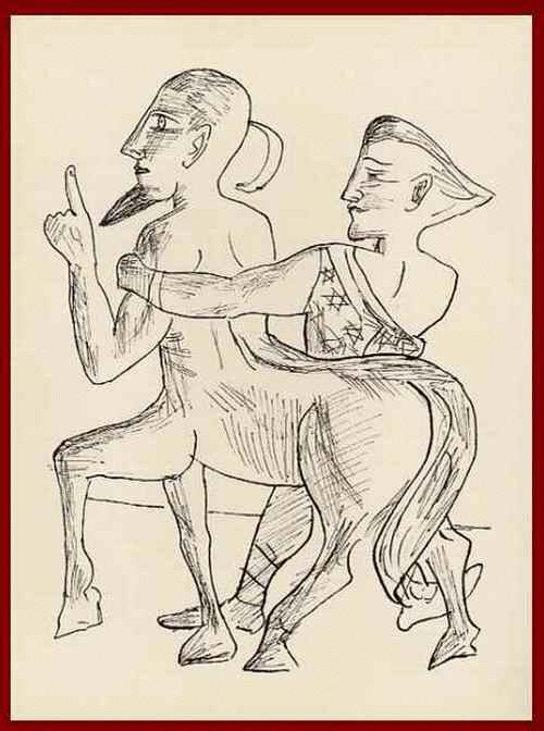 Max Beckmann - 1957 - WAS GIBTS? WAS ISTS? BEZÄHME DEINEN SCHRITT - OriginalHolzstich zu GOETHEs FAUST (11) verkocht voor € 99!