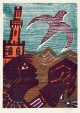 Alfred Pohl - 3 FarbenOriginalHolzschnitt, zu Bergengruen, 1990, signiert verkocht voor € 45!