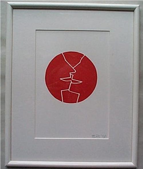 Georg Ettl - 3 x Der Kuss Holzschnitt signiert verkocht voor € 40!