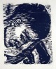 Gustav Kluge - Abgestürzter Kopf, Holzschnitt auf Japanpapier, 1985 verkocht voor € 55!