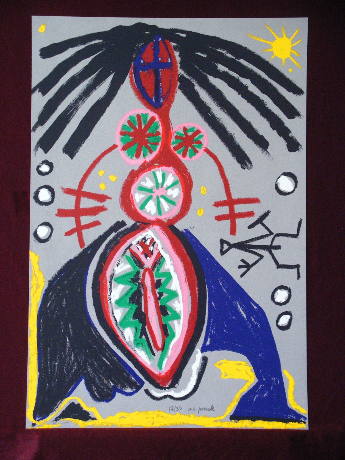 A.R. Penck - Abstract Woman I, Farbserigraphie,1991,sign.,selten verkocht voor € 850!