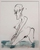 Helge Leiberg - Akt, Tusche/Feder/laviert, 1992 verkocht voor € 430!