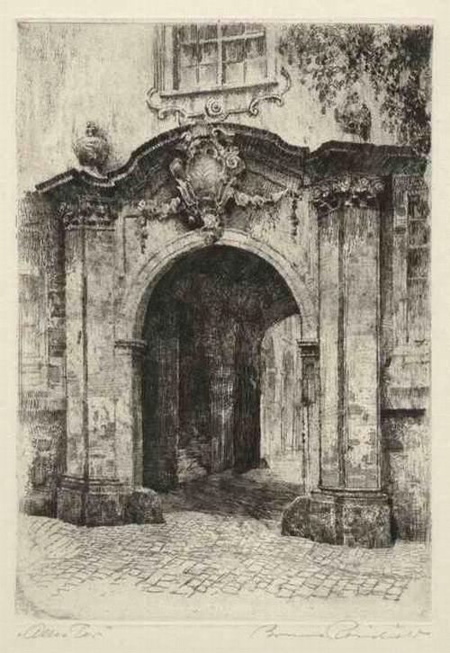 Bruno Reinhold - - ALTES TOR - Handsignierte & titulierte OriginalRadierung des DDR-BERLINers (geb. 1891) verkocht voor € 46!