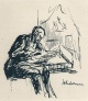 Max Liebermann - Am SCHREIBTISCH - OriginalHolzschnitt 1920 von Reinhold HOBERG ins Holz geschnitten (Unter PP) verkocht voor € 65!