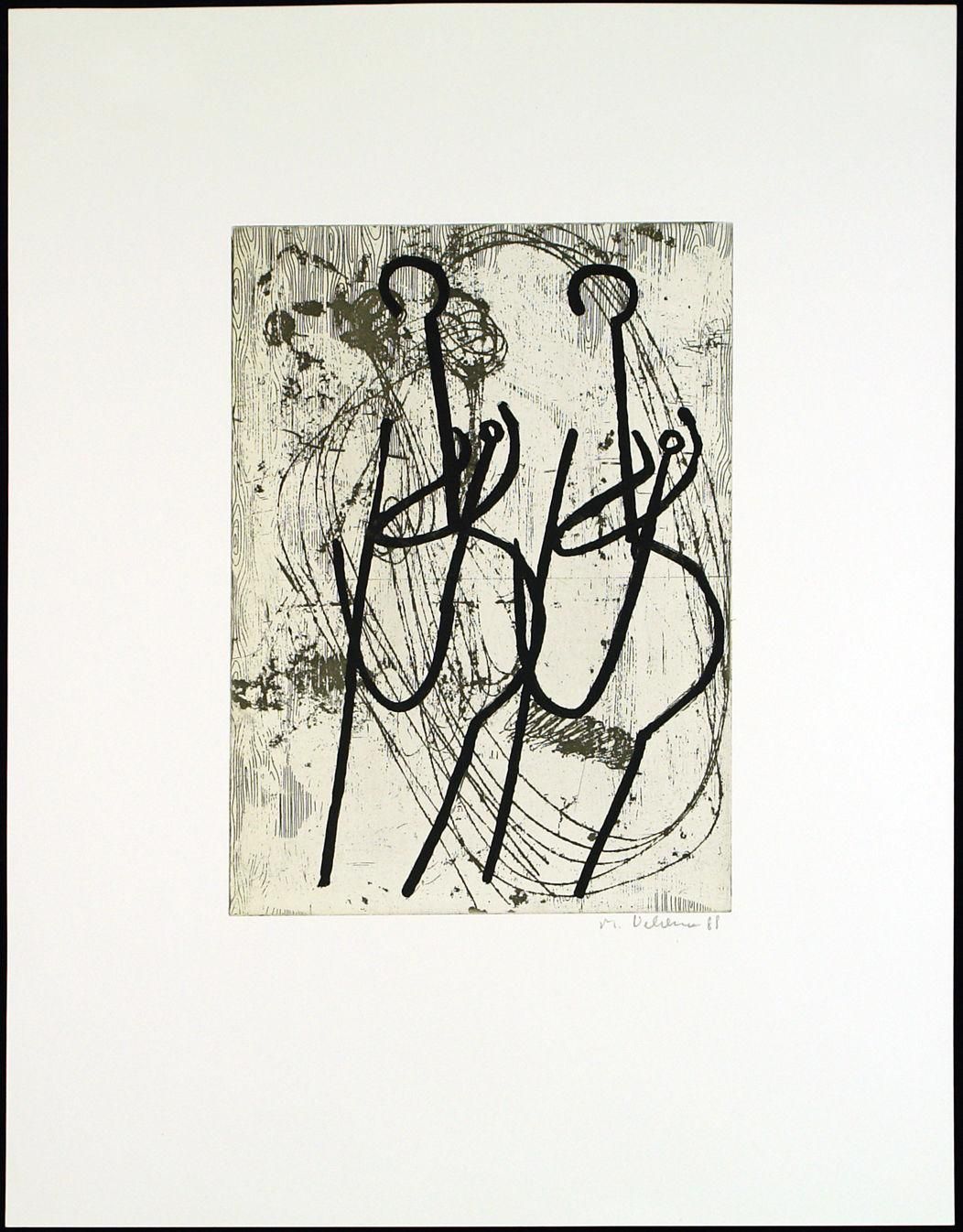 Markus Oehlen - Anglerinnen I / 1988. Kombinationsdruck (Radierung und Photoätzung verkocht voor € 98!