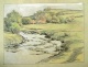 Karl Bartels - Bachlauf, Farbstiftzeichnung, monogrammiert verkocht voor € 110!