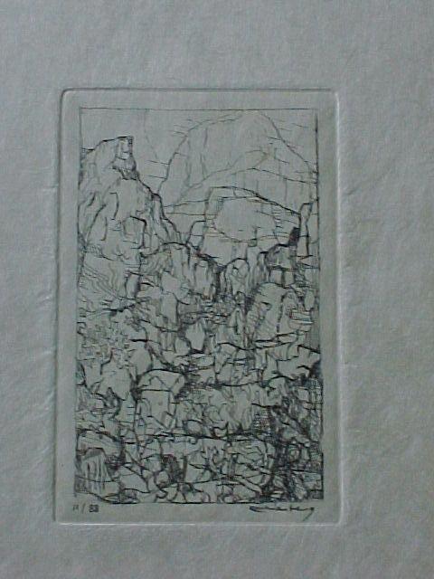 Paul Eliasberg - Berglandschaft - Skyros, Radierung 1967 (1976) verkocht voor € 60!