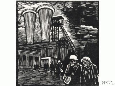 Conrad Felixmüller - Bergleute auf der Zeche Schlägel und Eisen, 1974 verkocht voor € 35!