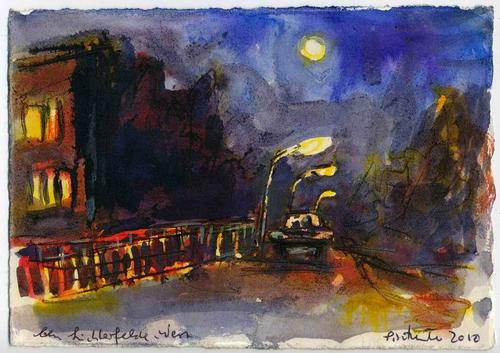 Peter Schunter - BERLIN LICHERFELDE - Handsigniertes OriginalAquarell des Hans JAENISCH-Schülers an der HfdK BERLIN verkocht voor € 80!
