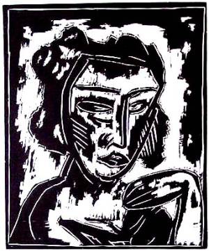 Bernhard Klein - Bernhard Klein, Original-Holzschnitt , Mädchenkopf, 1917 verkocht voor € 40!