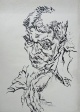Ludwig Meidner - Bildnis Raoul Hausmann, Lithographie 1914 verkocht voor € 400!