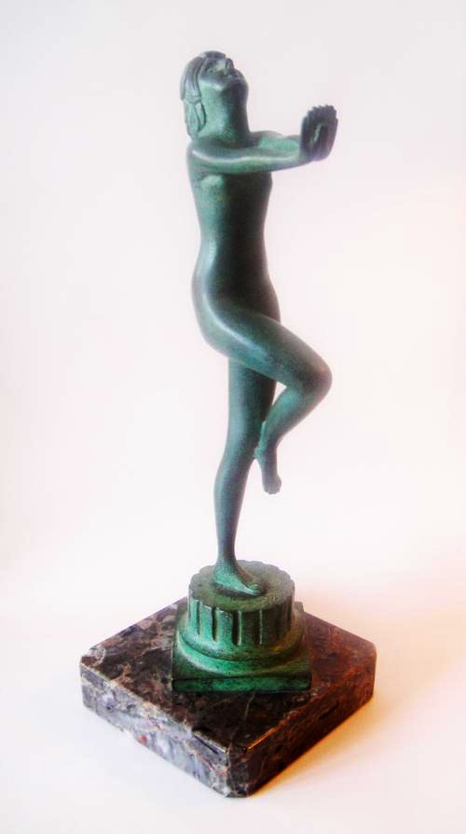 Serge Zelikson - Danseuse nue - Tanzender Akt. Originale signierte Bronzeskulptur, Jugendstil / 20er Jahren. kopen? Bied vanaf 790!