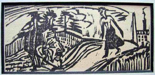 Ernst Ludwig Kirchner - Der FESTBAUER - 1922 - OriginalHolzschnitt des Expressionistischen BRÜCKE-GRÜNDERS aus ASCHAFFENBURG verkocht voor € 99!