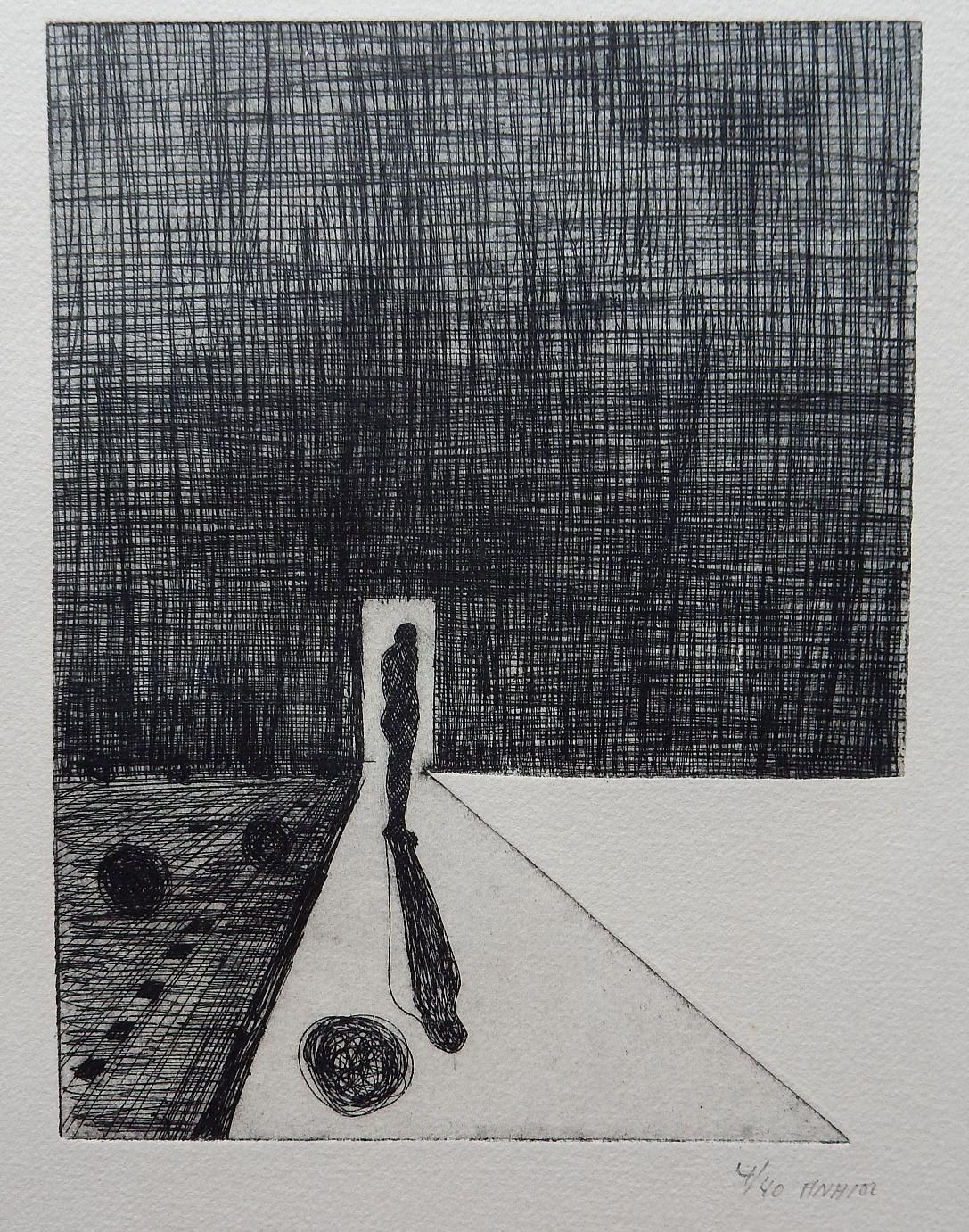 Anatol Herzfeld - Der Schatten, Radierung 4/40, 16x12 cm, handsigniert verkocht voor € 59!