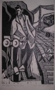 Albert HEINZINGER - Der Signalmann, Holzschnitt, 8/80, handsign. verkocht voor € 42!