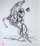 A. Paul Weber - Der Sturz / Zeichnung signiert verkocht voor € 230!