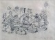 Heinrich Zille - Der Tanz um die Flasche. Lithographie. 1924/25. Roter Signaturstempel. In Goldleiste gerahmt. verkocht voor € 140!