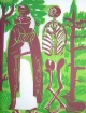 H.A.P. Grieshaber - Der TOD und der WALDBRUDER - 1966 OriginalFarbHolzschnitt aus dem TOTENTANZ von BASEL verkocht voor € 75!