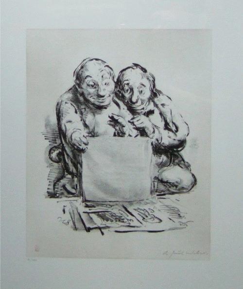 A. Paul Weber - Die Liebhaber - Lithographie + Vorzugsausgabe "Querschnitt" verkocht voor € 200!