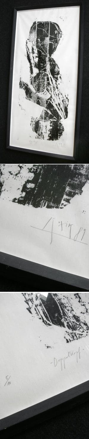 Gregor-Torsten Kozik - Doppelkopf. Holzschnitt, 1989. Aufl.: 10 Ex. kopen? Bied vanaf 500!