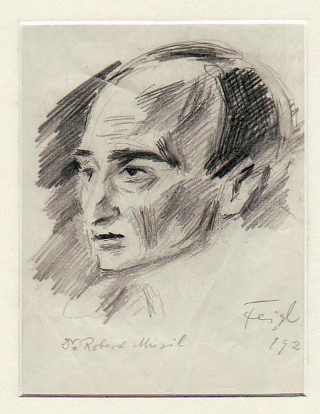 Friedrich Feigl - Dr. Robert Musil, Bleistiftzeichnung 1920 verkocht voor € 220!