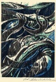 Marie-Luise Salden - DreiFarben OriginalHolzschnitt, 1987, signiert, zu Elisabeth v.Ulmann verkocht voor € 40!