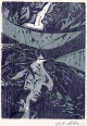 Marie-Luise Salden - DreiFarben OriginalHolzschnitt, 1993, signiert, zu Hellmuth v.Ulmann verkocht voor € 40!